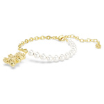 Idyllia bracelet Crystal pearl, Round cut, Teddy, Gold tone, Gold-tone plated